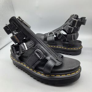 Dr. Martens Olson Black Leather Gladiator Platform Sandals sz 7/ 38 NEW